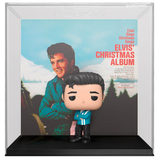 Vue rapprochée de la figurine FUNKO POP Elvis Christmas montrant les détails du visage et du costume festif
