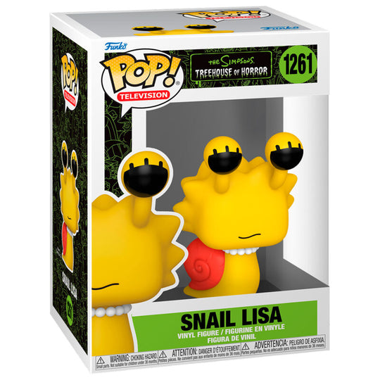 Détail de la figurine Funko POP Lisa Simpson escargot sur fond blanc