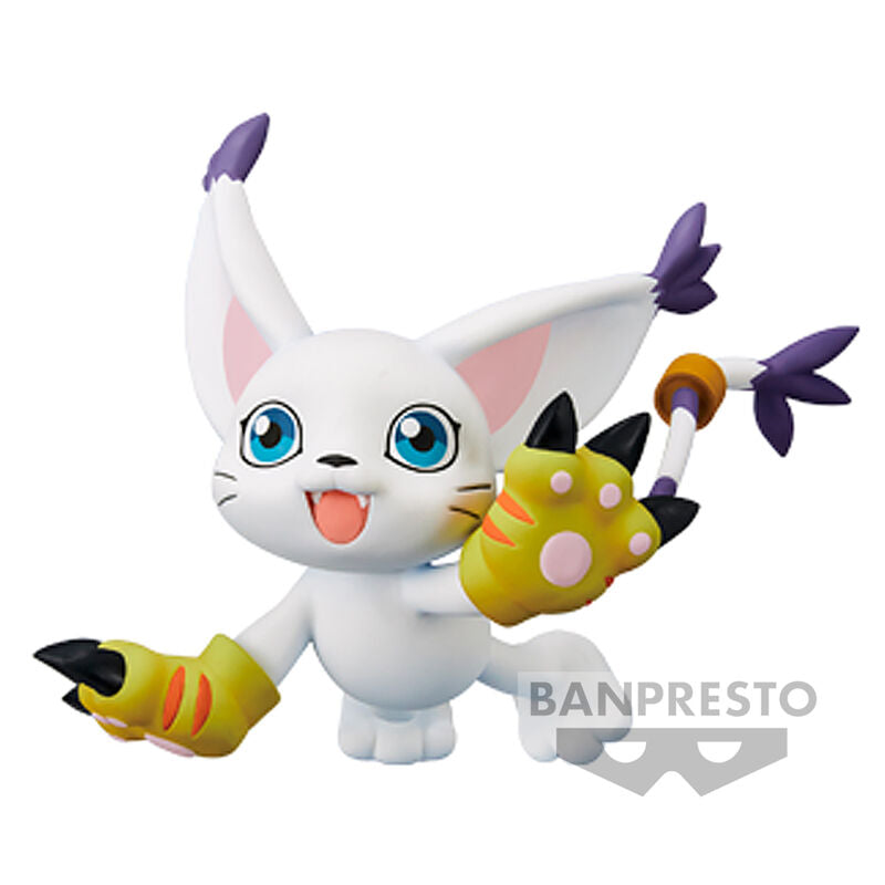 Figurine Tailmon 7cm de Digimon Adventure par BANPRESTO, vue de face avec détails précis et couleurs vives.