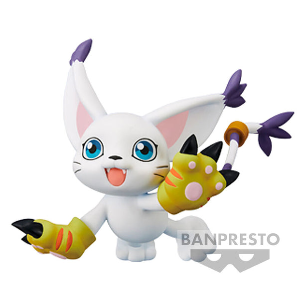 Figurine Tailmon 7cm de Digimon Adventure par BANPRESTO, vue de face avec détails précis et couleurs vives.
