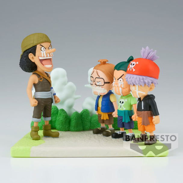 Figurine Usopp Pirates One Piece Log Stories 7cm vue de face avec détails précis