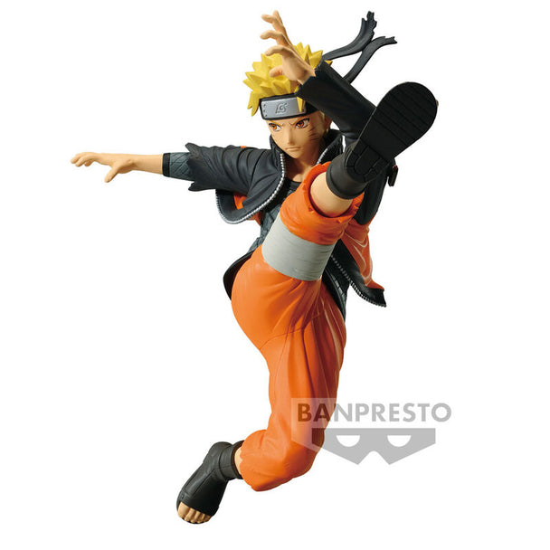 Profil latéral de la figurine Naruto Uzumaki 14cm montrant la posture dynamique et les couleurs vives