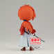 Zoom sur le visage expressif de la figurine Kenshin Himura Q Posket BANPRESTO