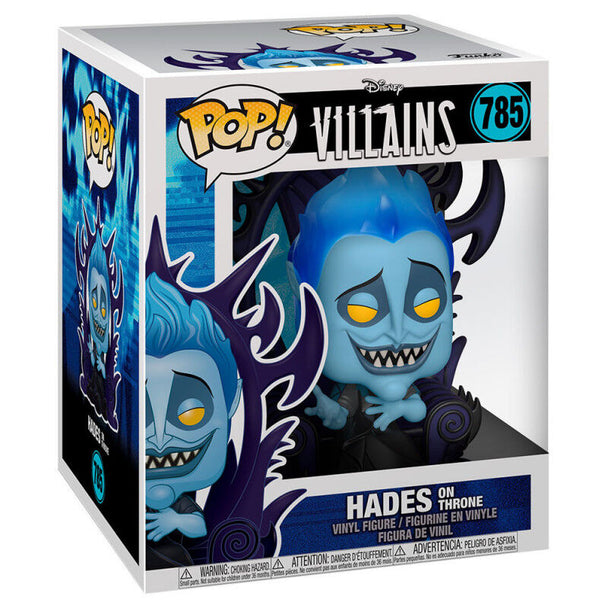 Vue latérale de la figurine POP Funko Hadès sur trône montrant les détails précis et les couleurs vives