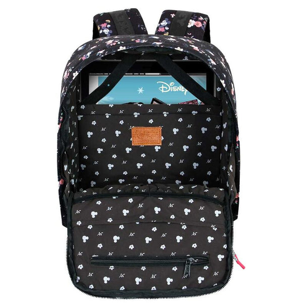 Vue de face du sac à dos Disney Mickey Peach Nature avec logo Mickey Peach