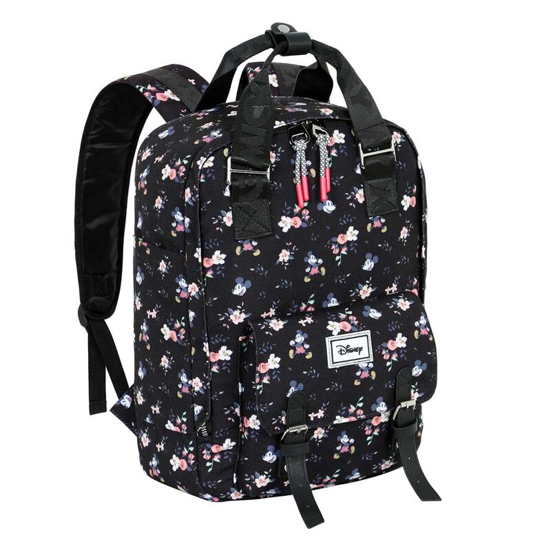 Sac à dos Disney Mickey Peach Nature porté par un modèle en extérieur