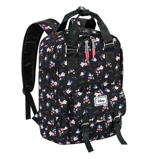 Sac à dos Disney Mickey Peach Nature porté par un modèle en extérieur