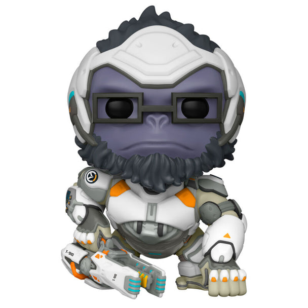 Vue rapprochée de la figurine Winston Funko POP avec détails précis et boîte collector transparente