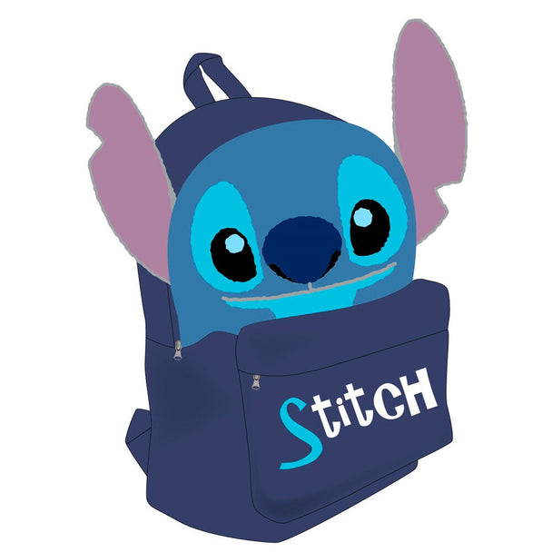 Sac à dos Disney Stitch bleu de 30 cm avec design original et bretelles ajustables.