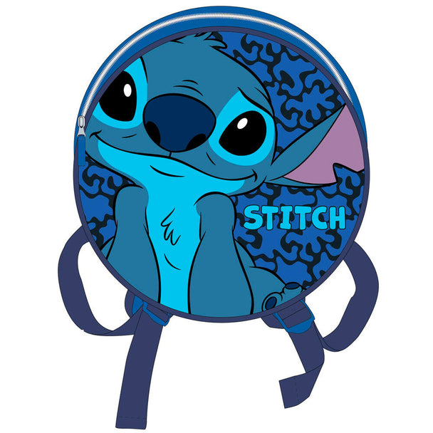 Sac à dos Disney Stitch bleu de 27 cm avec design original du personnage, parfait pour enfants et fans de Disney.