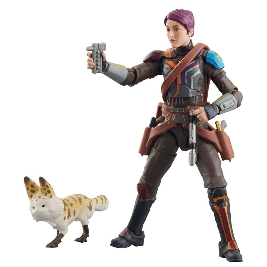 Figurine Sabine Wren en position dynamique avec ses accessoires colorés