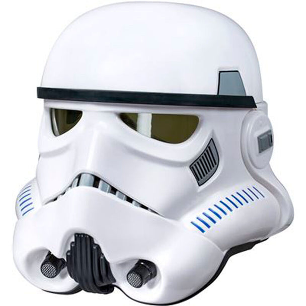 Casque électronique Star Wars R1 Stormtrooper Impérial de face avec détails précis et finition noire brillante