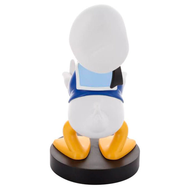 Détail du support Donald Duck tenant une manette PlayStation 5 DualSense