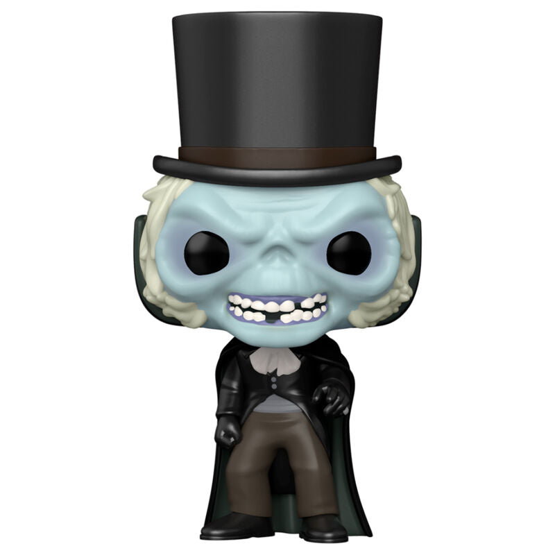 Vue rapprochée de la figurine Funko POP Haunted Mansion Hatbox Ghost avec détails précis et couleurs vives
