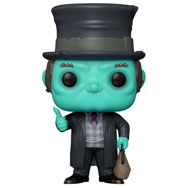 Vue rapprochée de la figurine Funko POP Phineas Haunted Mansion avec détails colorés et boîte transparente