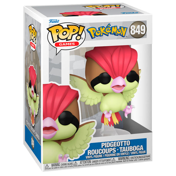 Figurine Funko POP de Pidgeotto, Pokémon, en vinyle de 9 cm dans boîte vitrée, vue de face