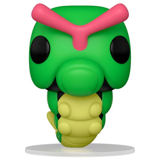 Vue rapprochée de la figurine Funko POP Caterpie Pokémon montrant les détails colorés