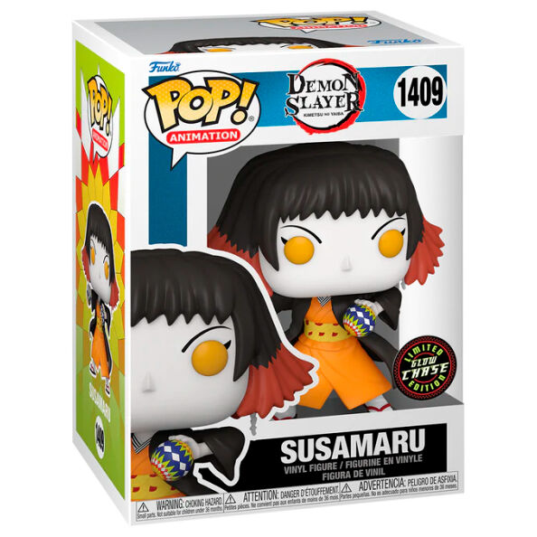 Figurine Funko POP Susamaru de Demon Slayer Kimetsu no Yaiba en vinyle de 9 cm dans sa boîte vitrine.