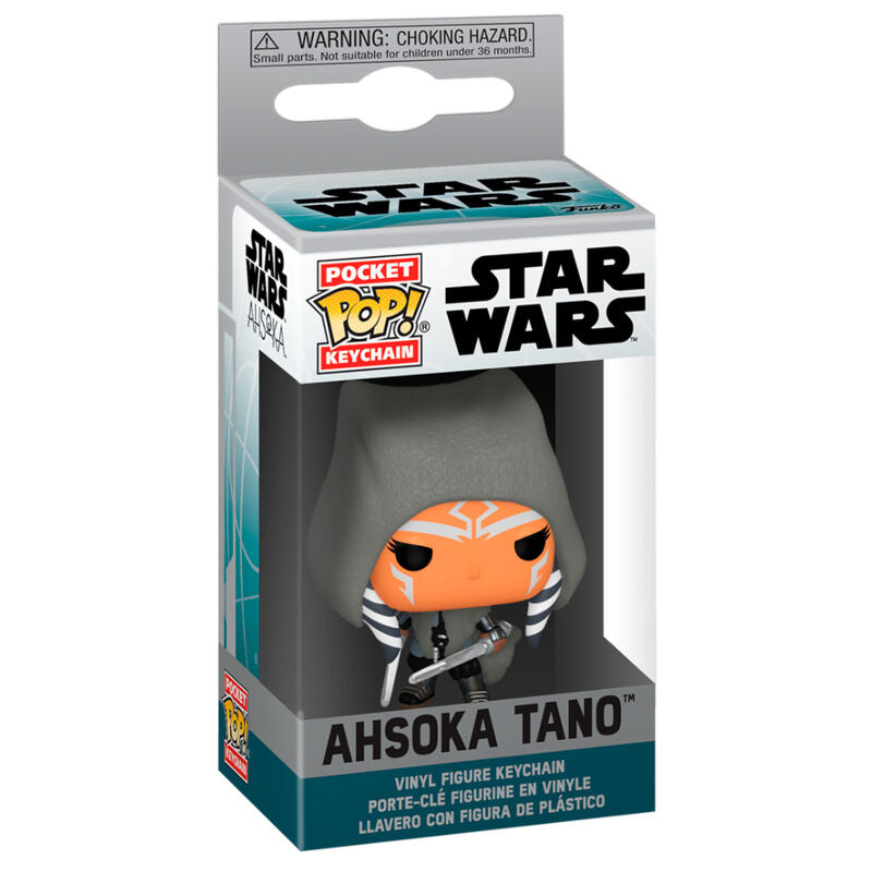 Porte-clés Pocket POP FUNKO représentant Ahsoka Tano en figurine détaillée, vue de face sur fond blanc