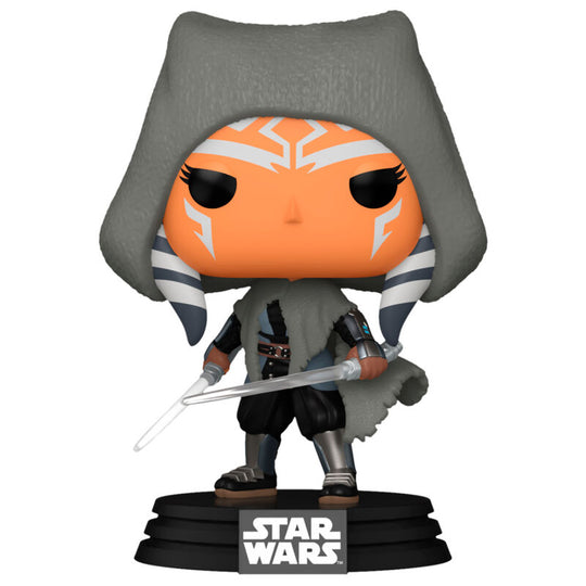 Vue rapprochée de la figurine Funko POP Ahsoka Tano montrant les détails du personnage en vinyle