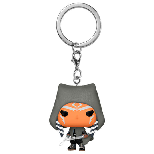 Zoom sur le porte-clés Ahsoka Tano FUNKO Pocket POP montrant les couleurs vives et détails précis de la figurine