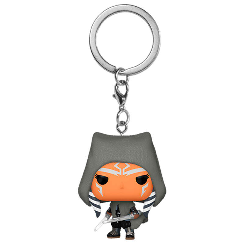 Zoom sur le porte-clés Ahsoka Tano FUNKO Pocket POP montrant les couleurs vives et détails précis de la figurine