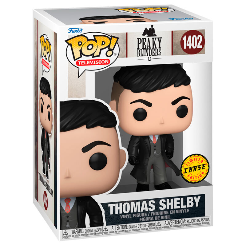 Boîte vitrine de la figurine Funko POP Thomas Shelby Peaky Blinders Chase avec logo officiel et design soigné