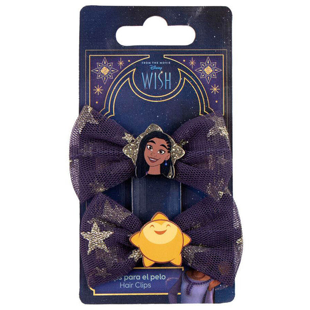 Vue rapprochée des accessoires cheveux Disney Wish CERDÁ montrant les détails et la qualité des matériaux