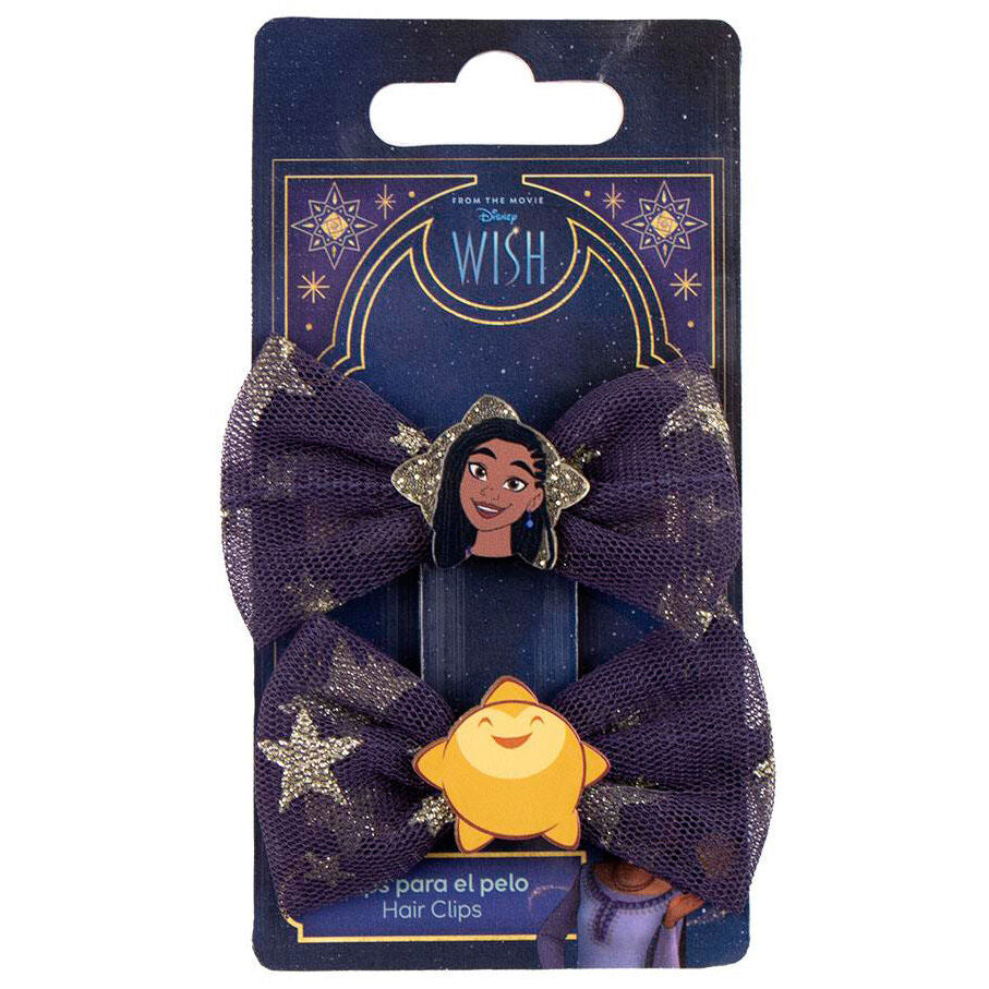 Vue rapprochée des accessoires cheveux Disney Wish CERDÁ montrant les détails et la qualité des matériaux