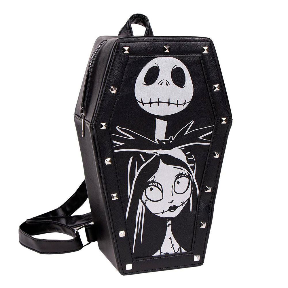 Zoom sur la texture en PU du sac à dos Nightmare Before Christmas montrant la qualité du matériau