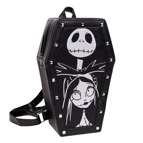 Zoom sur la texture en PU du sac à dos Nightmare Before Christmas montrant la qualité du matériau