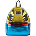 Vue de face du sac à dos Loungefly Wolverine Marvel X-Men en simili cuir métallisé avec détails brillants