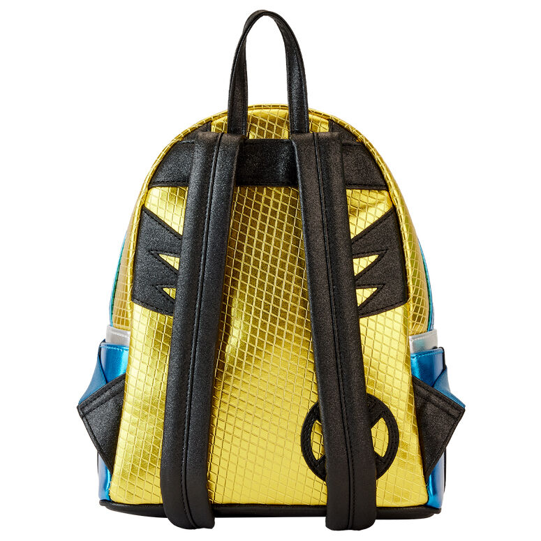 Vue latérale du sac à dos Wolverine Marvel Loungefly mettant en avant la fermeture argentée