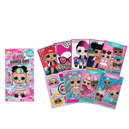 Détail des cartes colorées L.O.L Surprise! Dance Off! montrant différents personnages à collectionner