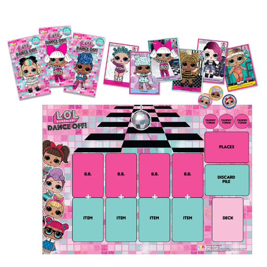 Jeu de cartes L.O.L Surprise! Dance Off! en action avec enfants jouant et échangeant