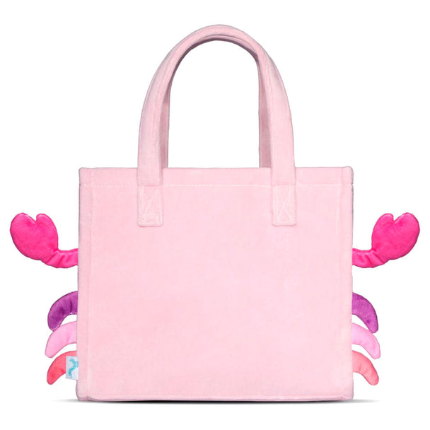 Détail de la broderie colorée représentant Cailey sur le sac tote bag DIFUZED en peluche teddy