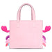 Détail de la broderie colorée représentant Cailey sur le sac tote bag DIFUZED en peluche teddy