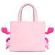 Détail de la broderie colorée représentant Cailey sur le sac tote bag DIFUZED en peluche teddy