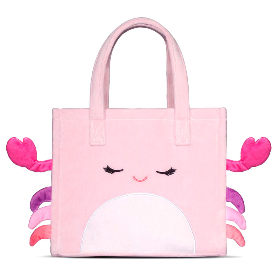 Sac tote bag Squishmallows Cailey en peluche teddy douce avec broderie visible sur fond clair