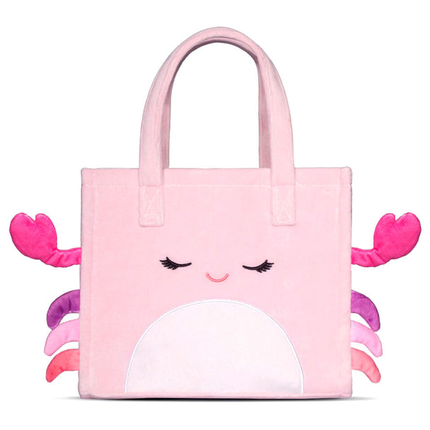 Sac tote bag Squishmallows Cailey en peluche teddy douce avec broderie visible sur fond clair