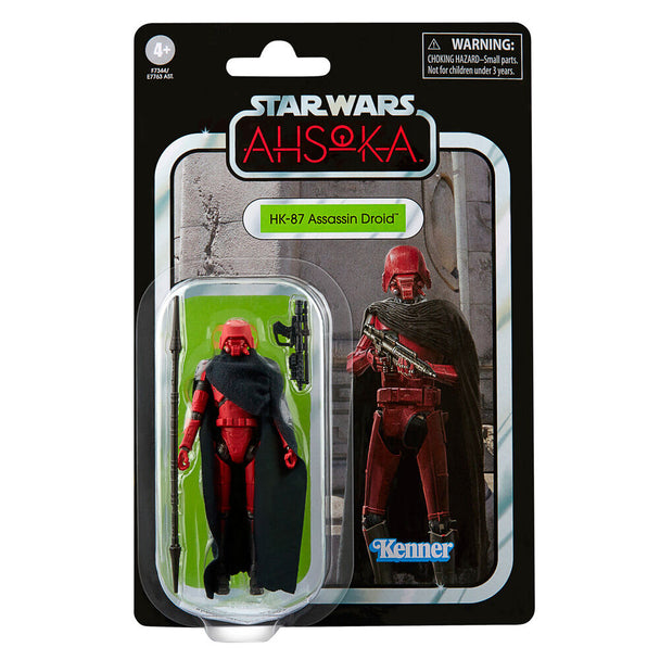 Figurine articulée Star Wars Ahsoka HK-87 Droid Assassin vue de face avec accessoires