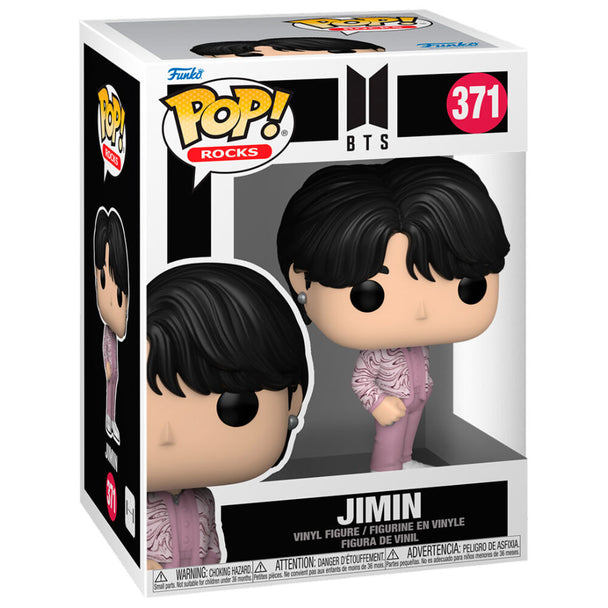 Vue rapprochée de la figurine Funko POP BTS Jimin montrant les détails précis du personnage