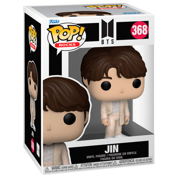 Figurine Funko POP BTS Jin en vinyle de 9 cm dans sa boîte vitrine transparente, vue de face