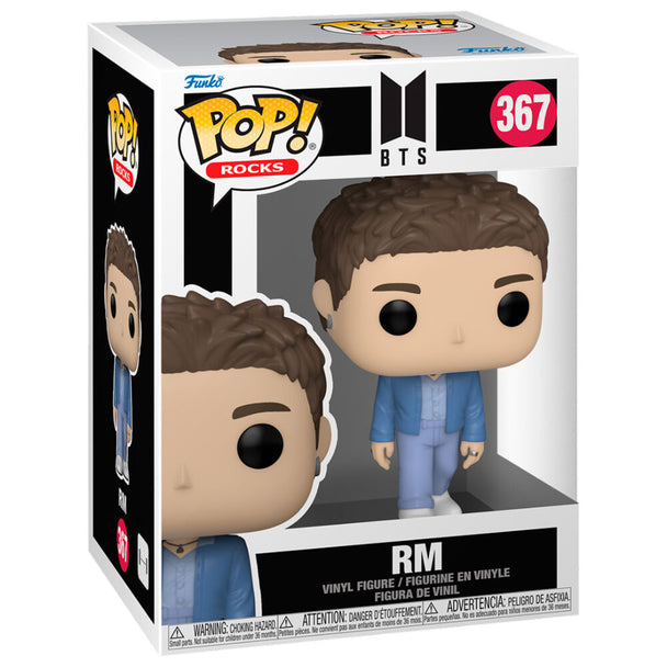 Détail de la figurine Funko POP BTS RM montrant les traits caractéristiques et les couleurs vives