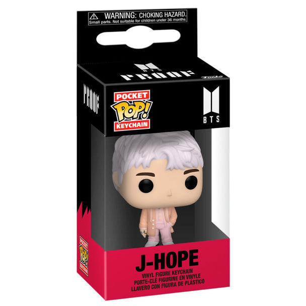 Détail du porte-clés BTS J Hope Pocket POP montrant la qualité de fabrication et l'attache métallique robuste