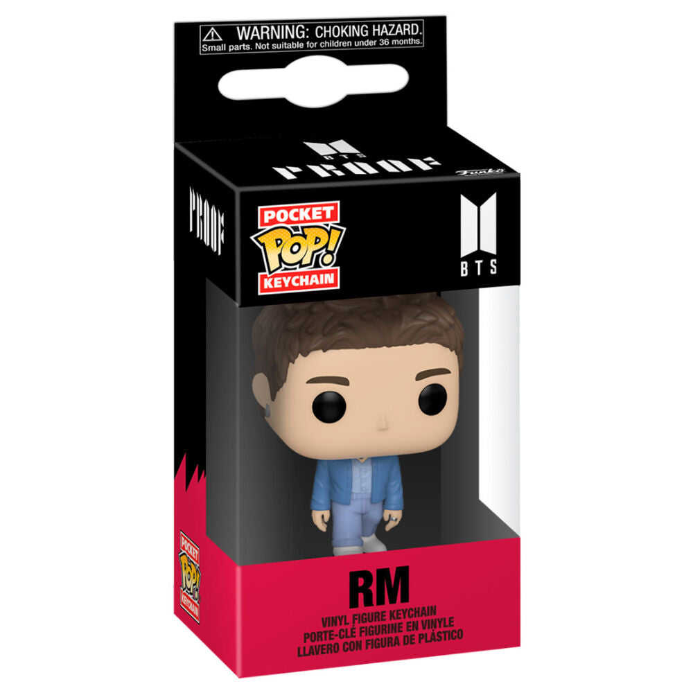 Porte-clés Funko Pocket POP BTS RM avec figurine détaillée sur fond blanc