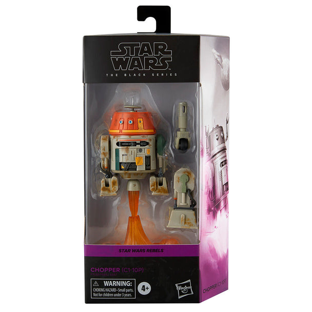 Gros plan sur la tête de la figurine Chopper C1-10P avec ses couleurs distinctives