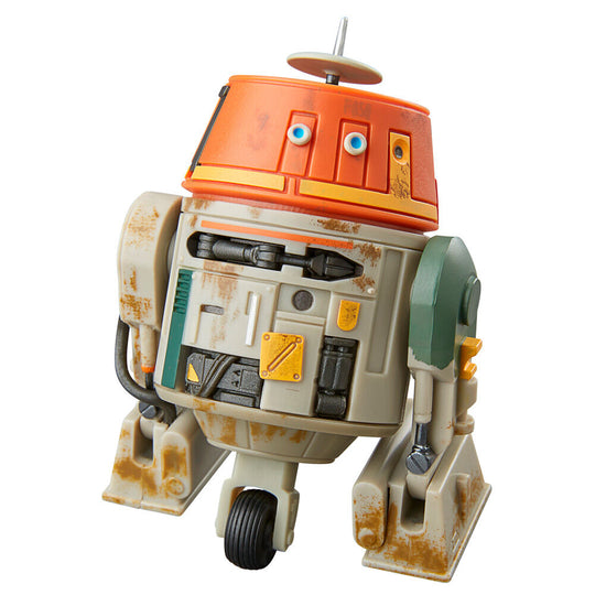 Figurine Star Wars Chopper C1-10P avec arrière-plan flou mettant en valeur le produit