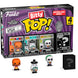 Vue détaillée des quatre figurines Bitty POP Disney avec leurs bases acryliques détachables.