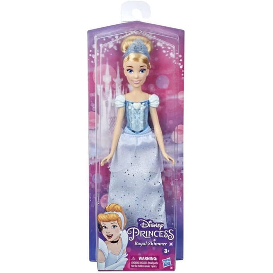 Image de la poupée Cendrillon Royal Shimmer avec emballage HASBRO visible en arrière-plan